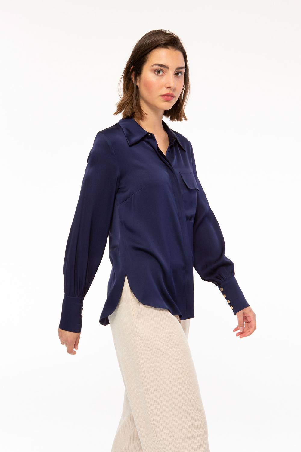 IVI GmbH SOLID SILK Hemdbluse navy Muttertagsangebot