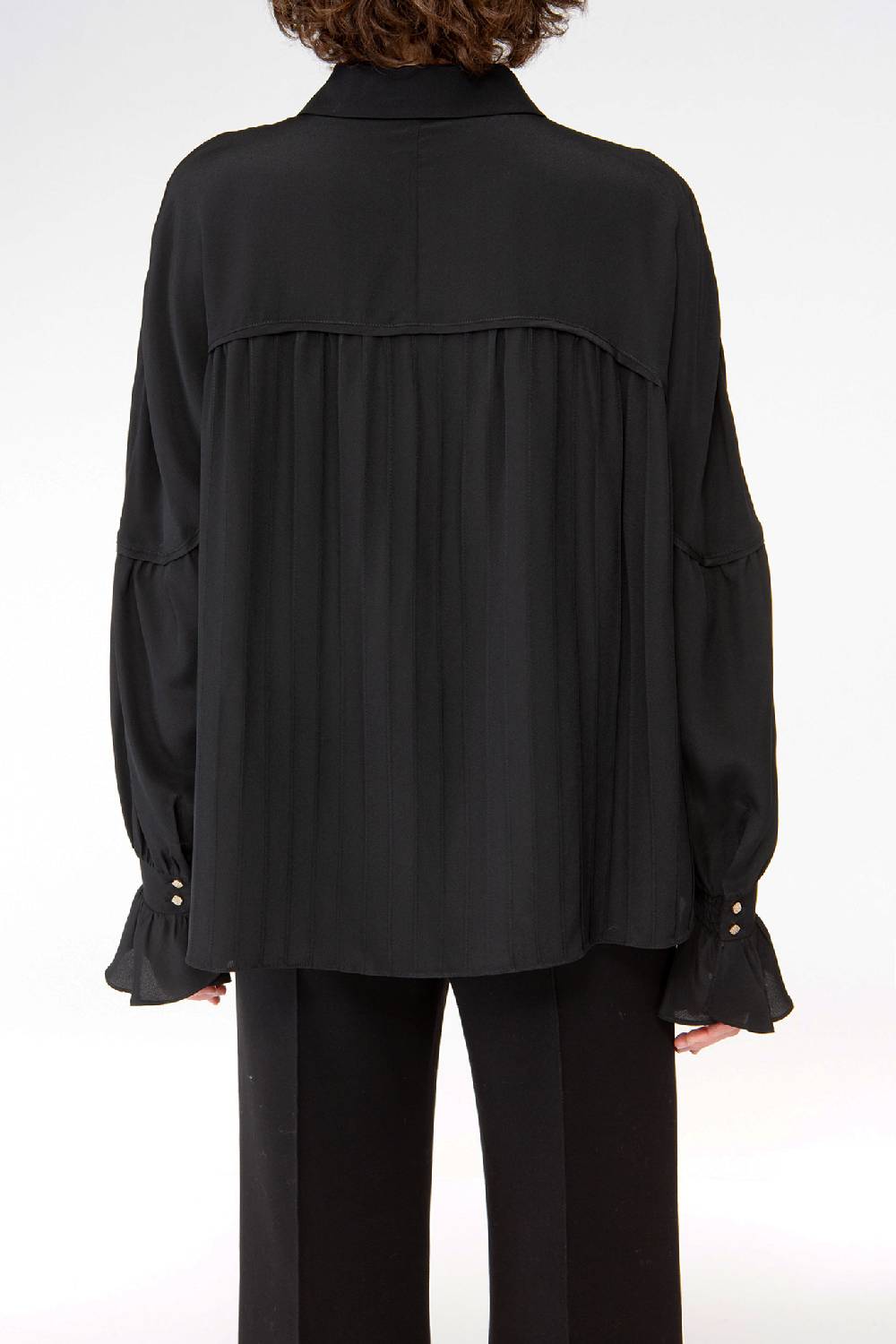 IVI GmbH FANCY Plissé Bluse aus Seiden-Georgette schwarz Valentinstagsangebot
