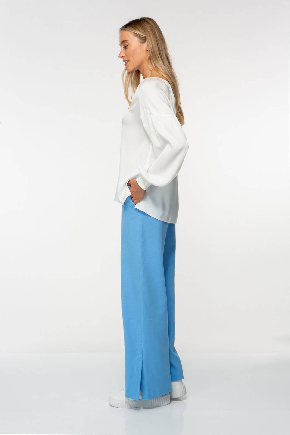 IVI GmbH SOLID SILK Seidenbluse mit Kräuseln weiß Jubiläumsangebot