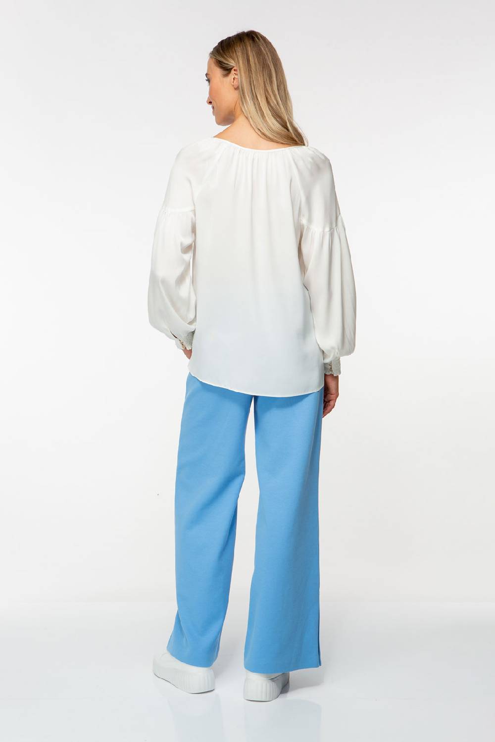 IVI GmbH SOLID SILK Seidenbluse mit Kräuseln weiß Jubiläumsangebot