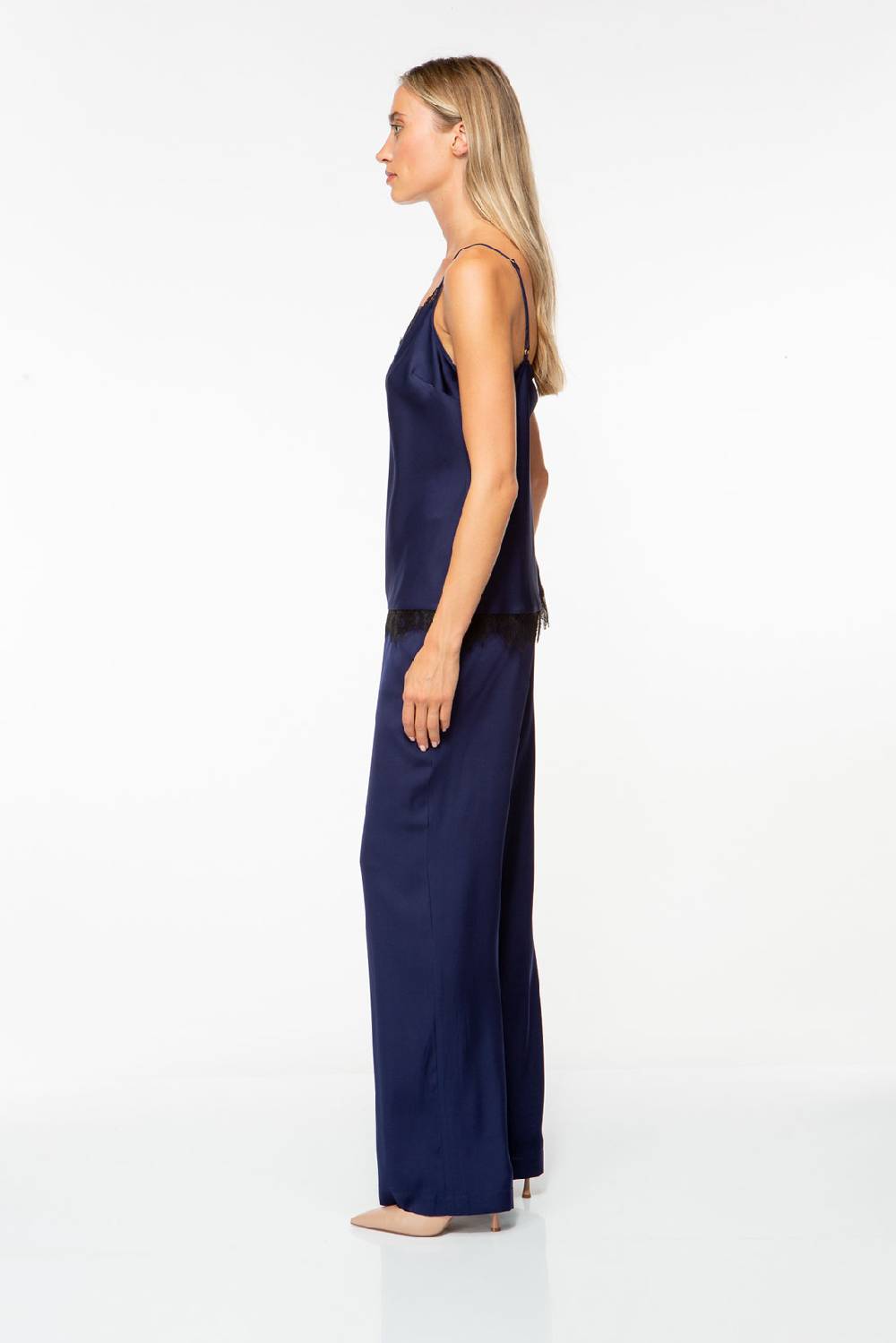 IVI GmbH SOLID SILK Top mit Spitze navy Neueste Stile