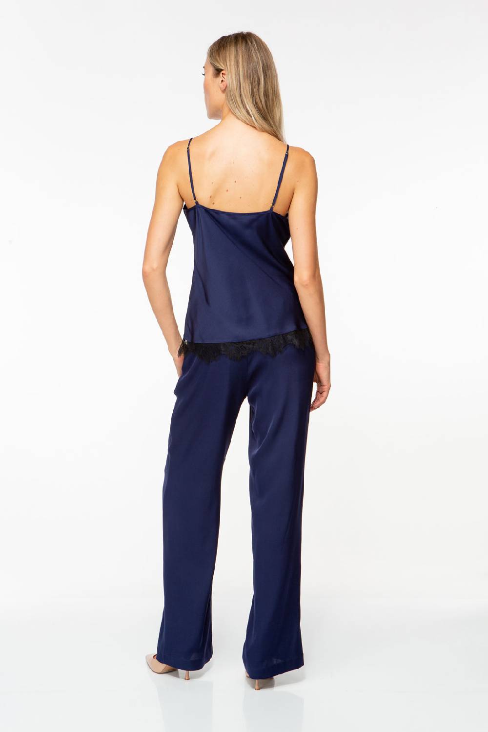 IVI GmbH SOLID SILK Top mit Spitze navy Neueste Stile