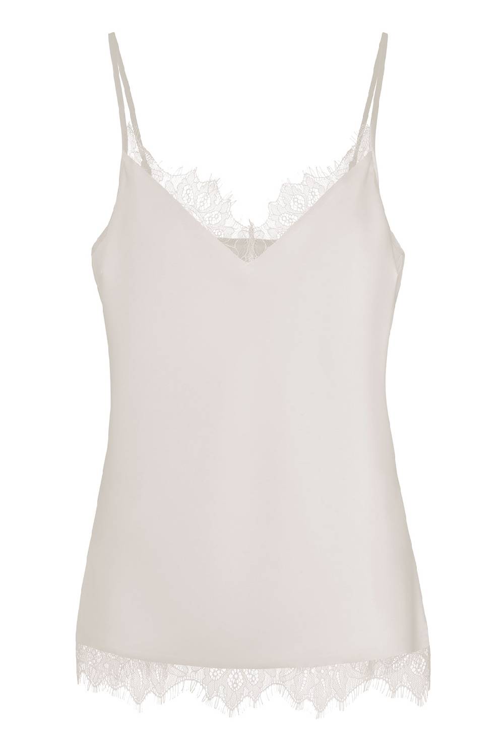 IVI GmbH SOLID SILK Top mit Spitze weiß