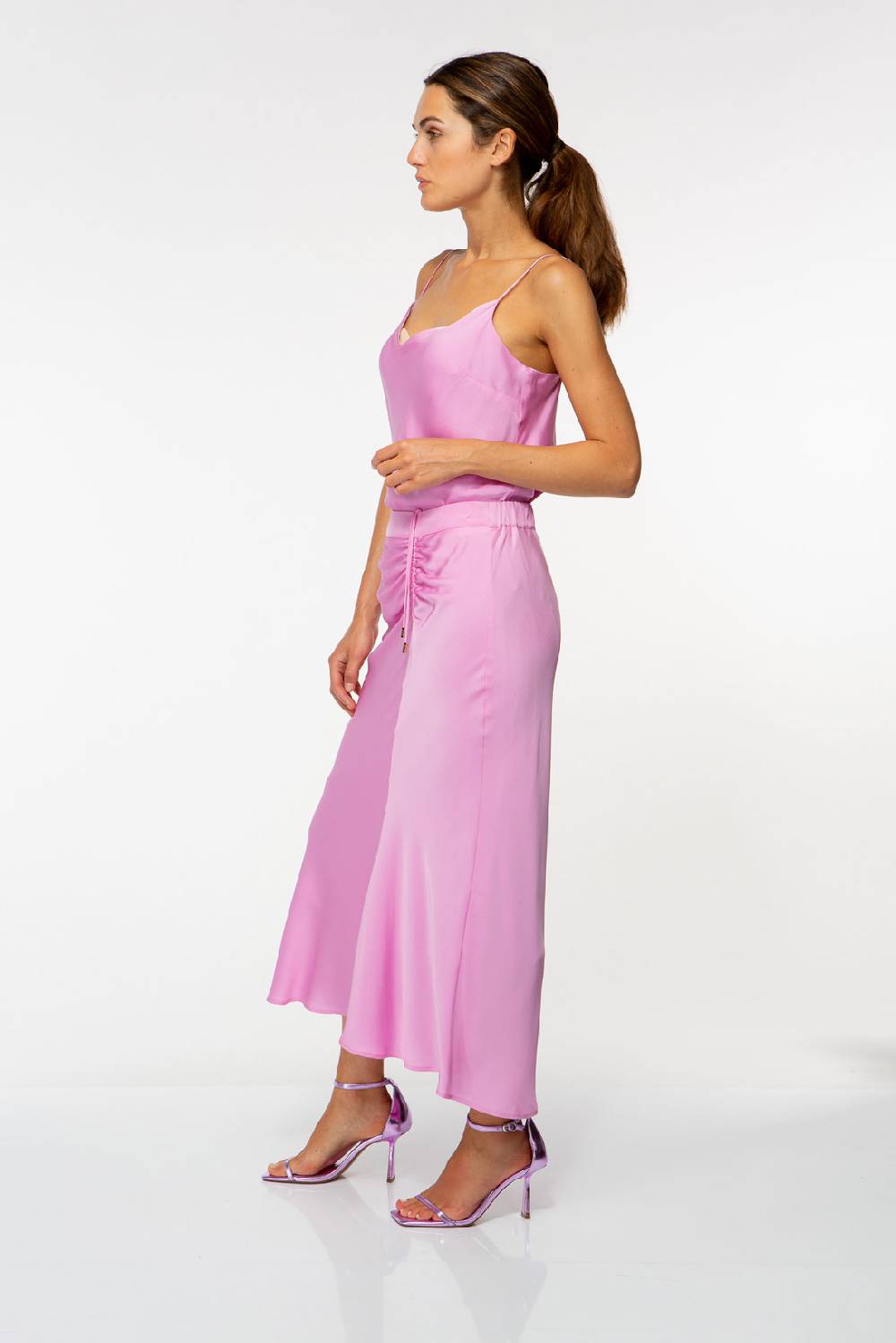 IVI GmbH SOLID SILK Seidenrock mit Raffung pink orchid Speichern exportieren
