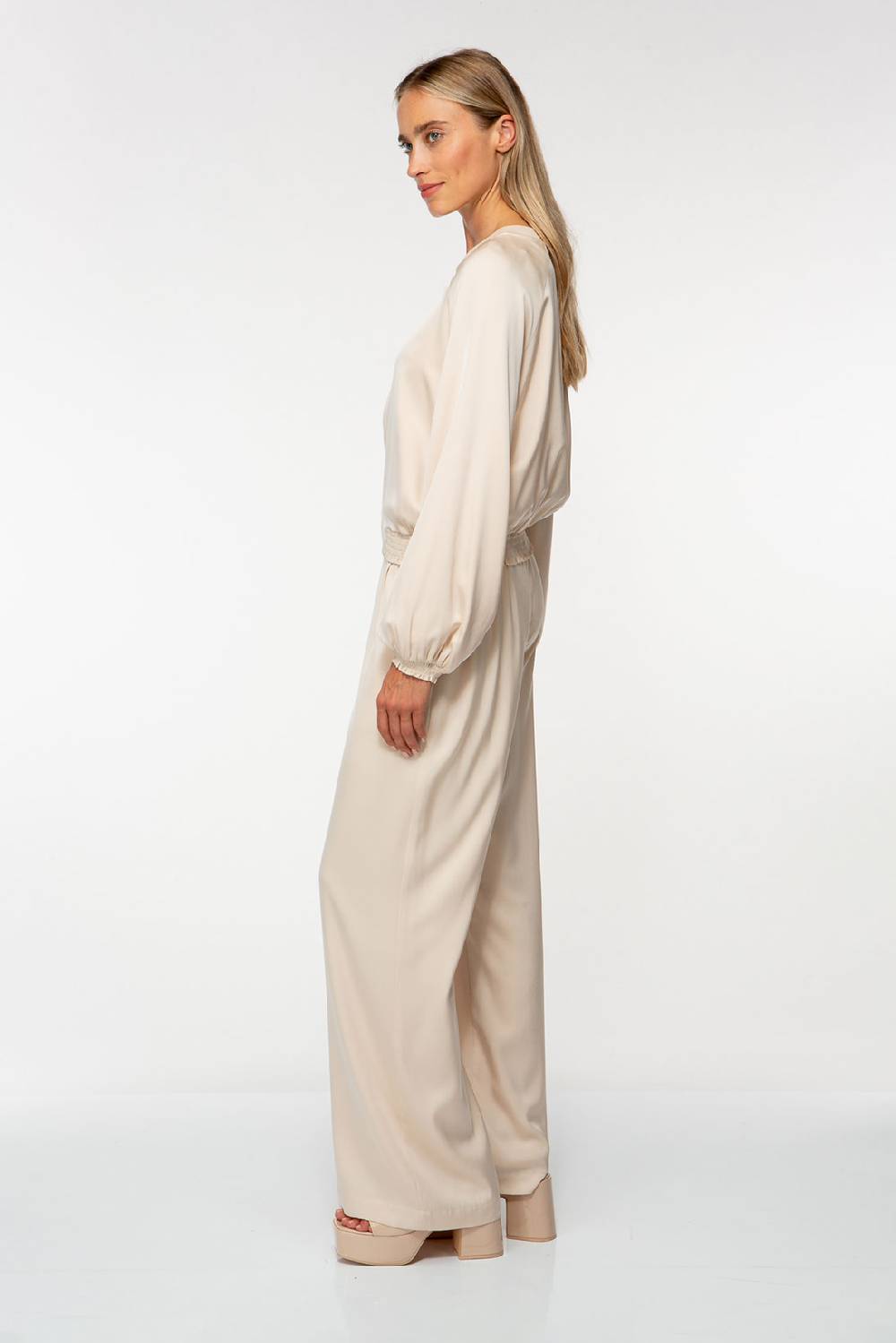 IVI GmbH SOLID SILK Seidenhose mit weitem Bein light sand Kostenloser Versand