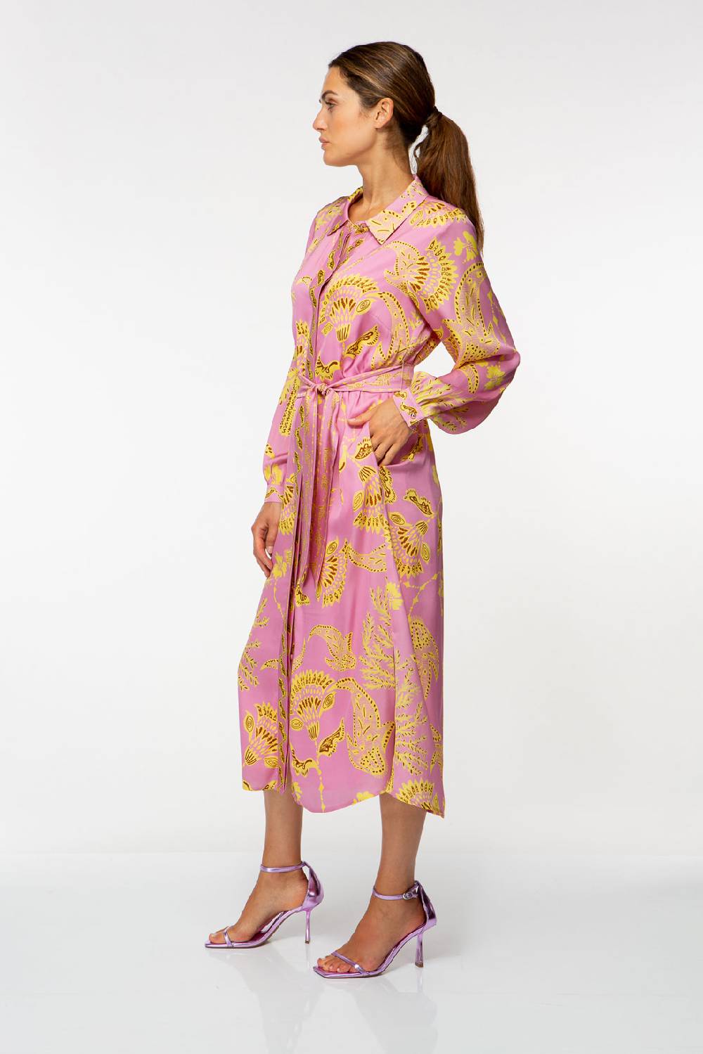 IVI GmbH CORAL FLOWER Seidenkleid mit Print pink Weihnachtsangebot