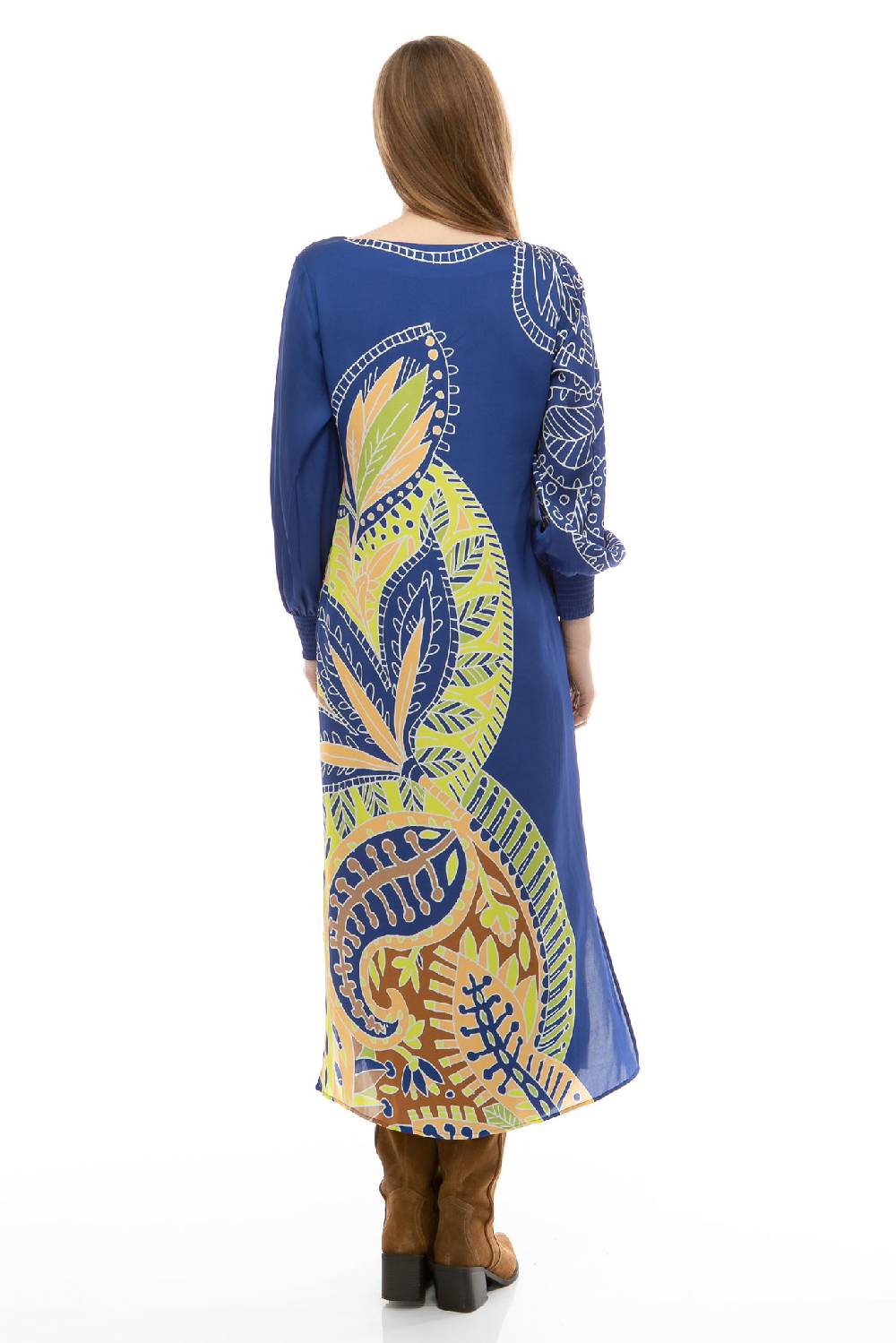 IVI GmbH PAISLEY Seidenkleid blau Tiefpreis