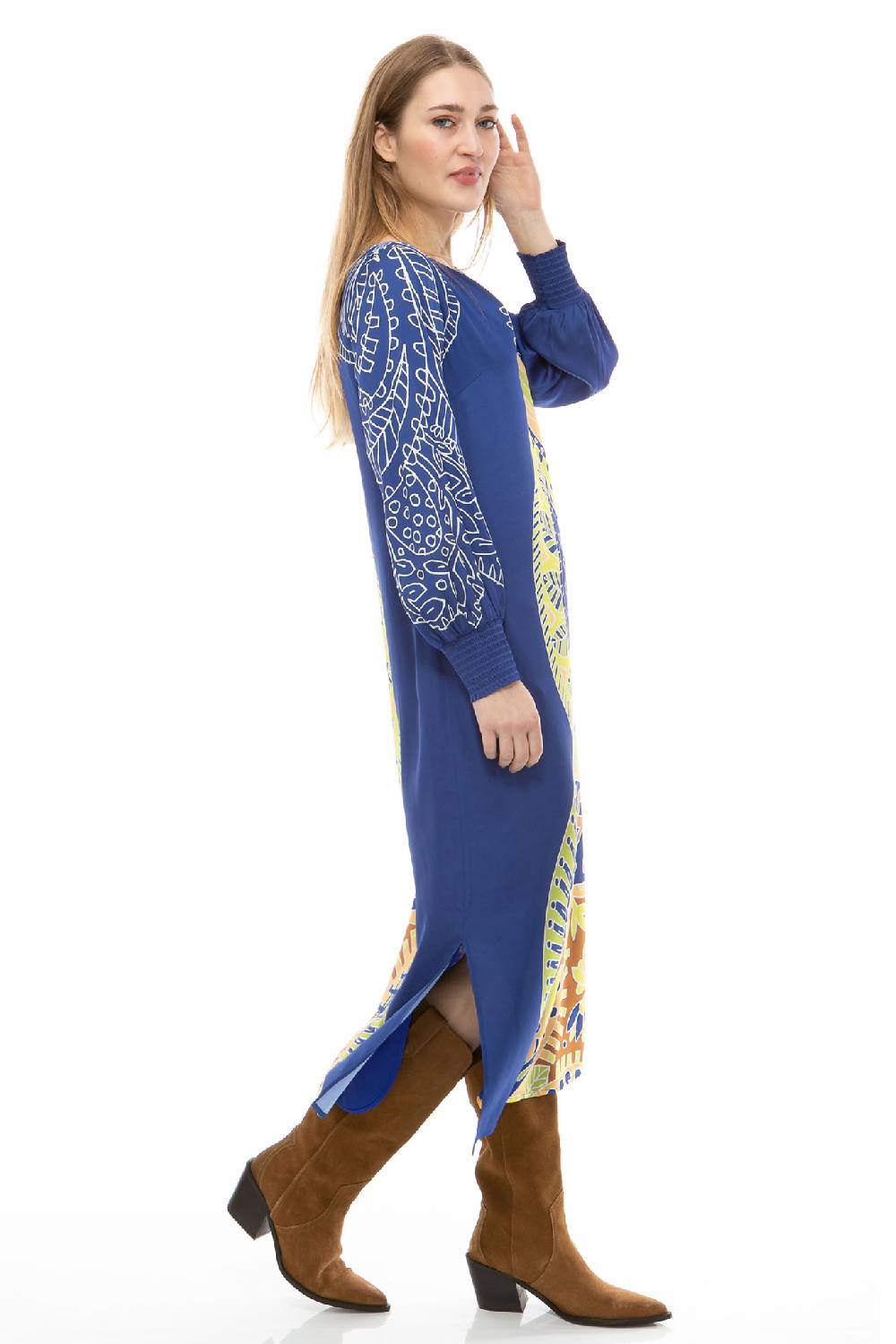 IVI GmbH PAISLEY Seidenkleid blau Tiefpreis