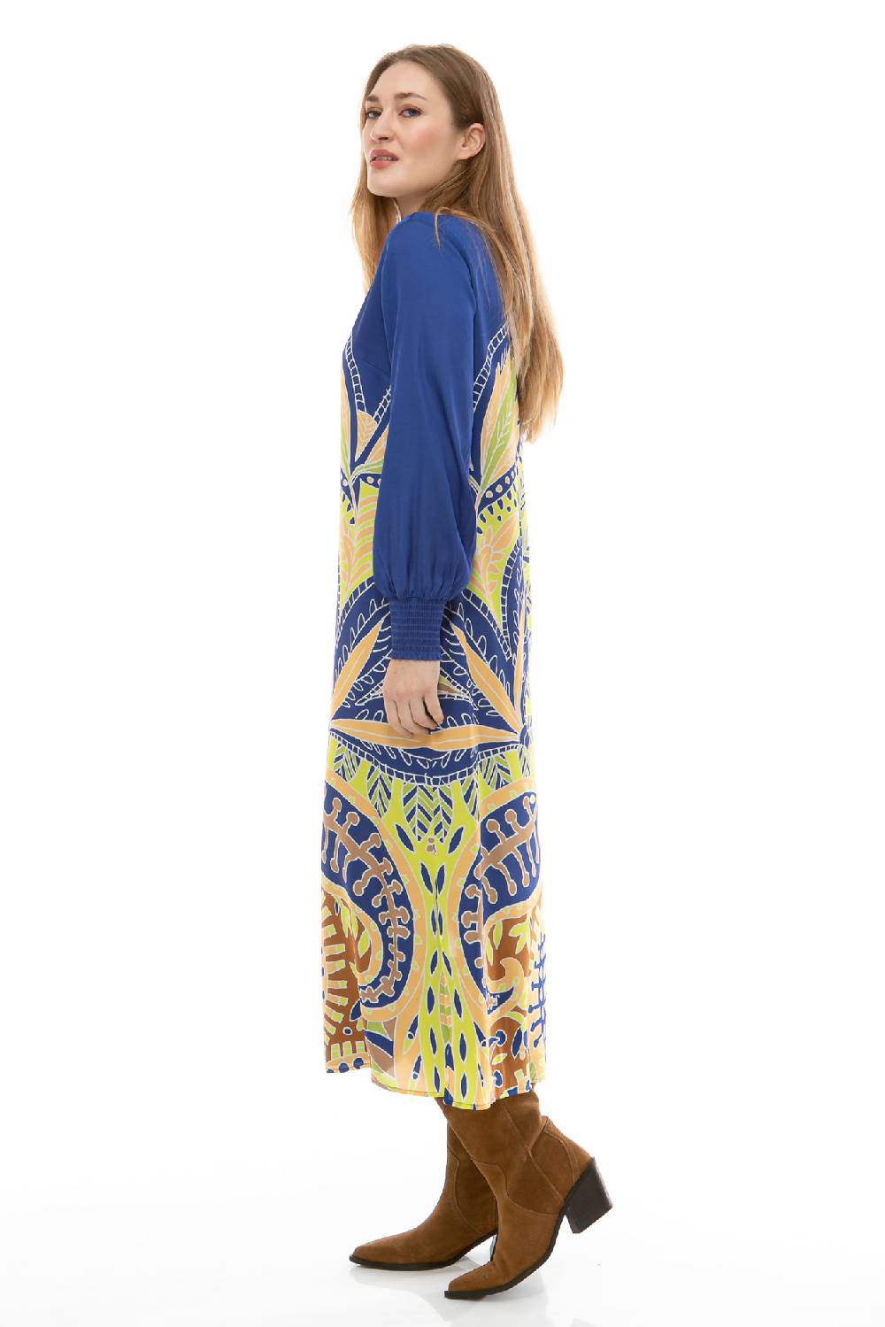 IVI GmbH PAISLEY Seidenkleid blau Tiefpreis