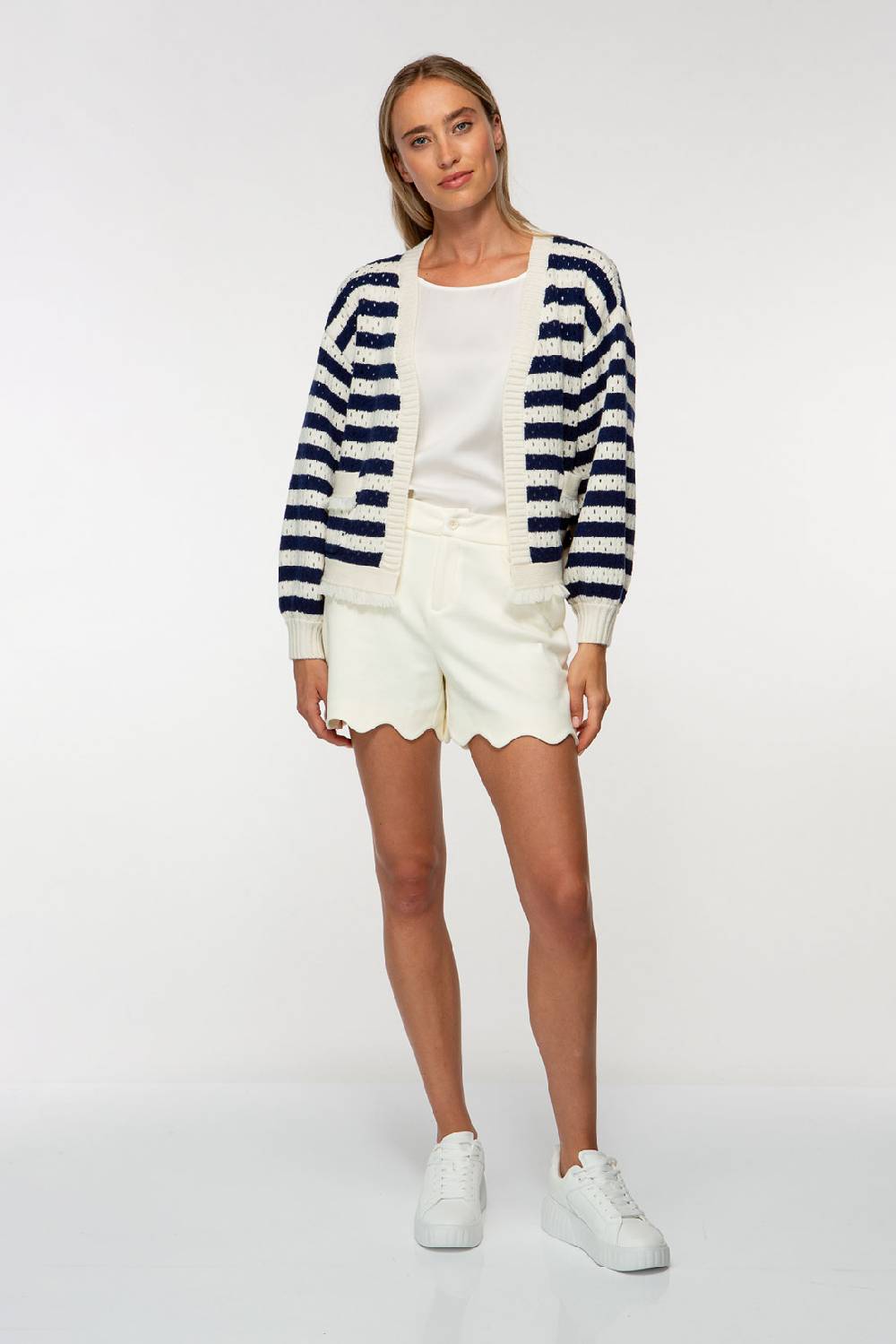 IVI GmbH SOLID KNIT Boxy Cardigan mit Streifen Riesige Rabatte