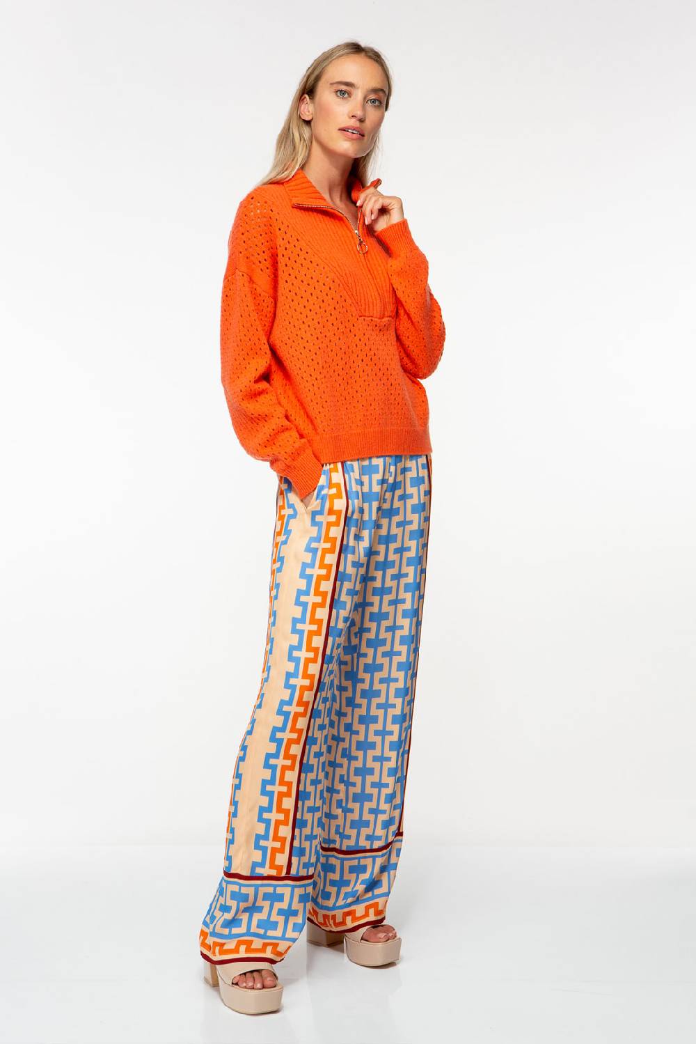 IVI GmbH GEOMETRICAL Seidenhose mit weitem Bein multicolor Großer Ausverkauf