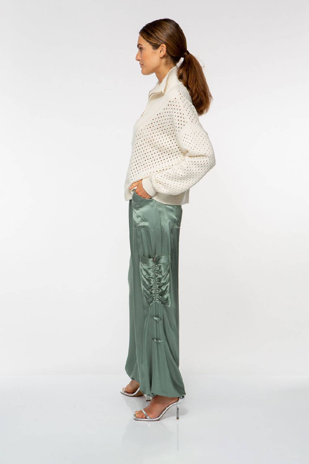 IVI GmbH SATEEN Hose mit Cargo Details thyme Begrenztes Angebot