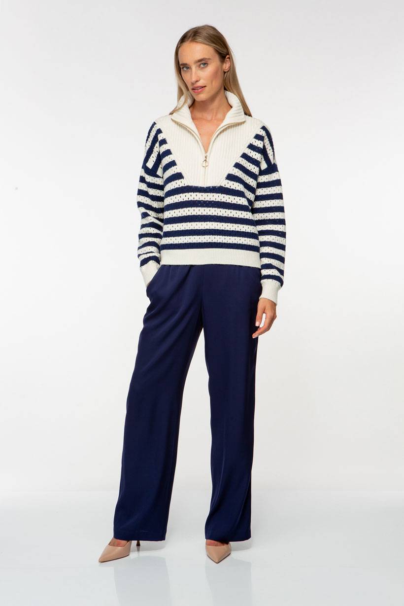 IVI GmbH SOLID KNIT Troyer Pullover mit Streifen Neueste Stile