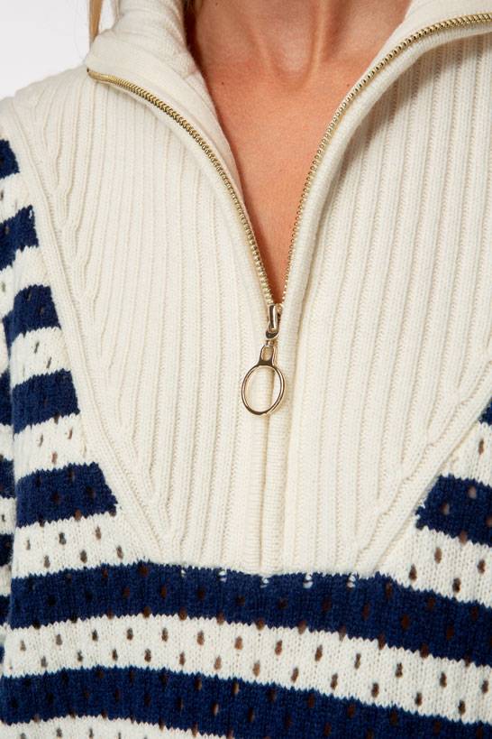 IVI GmbH SOLID KNIT Troyer Pullover mit Streifen Neueste Stile