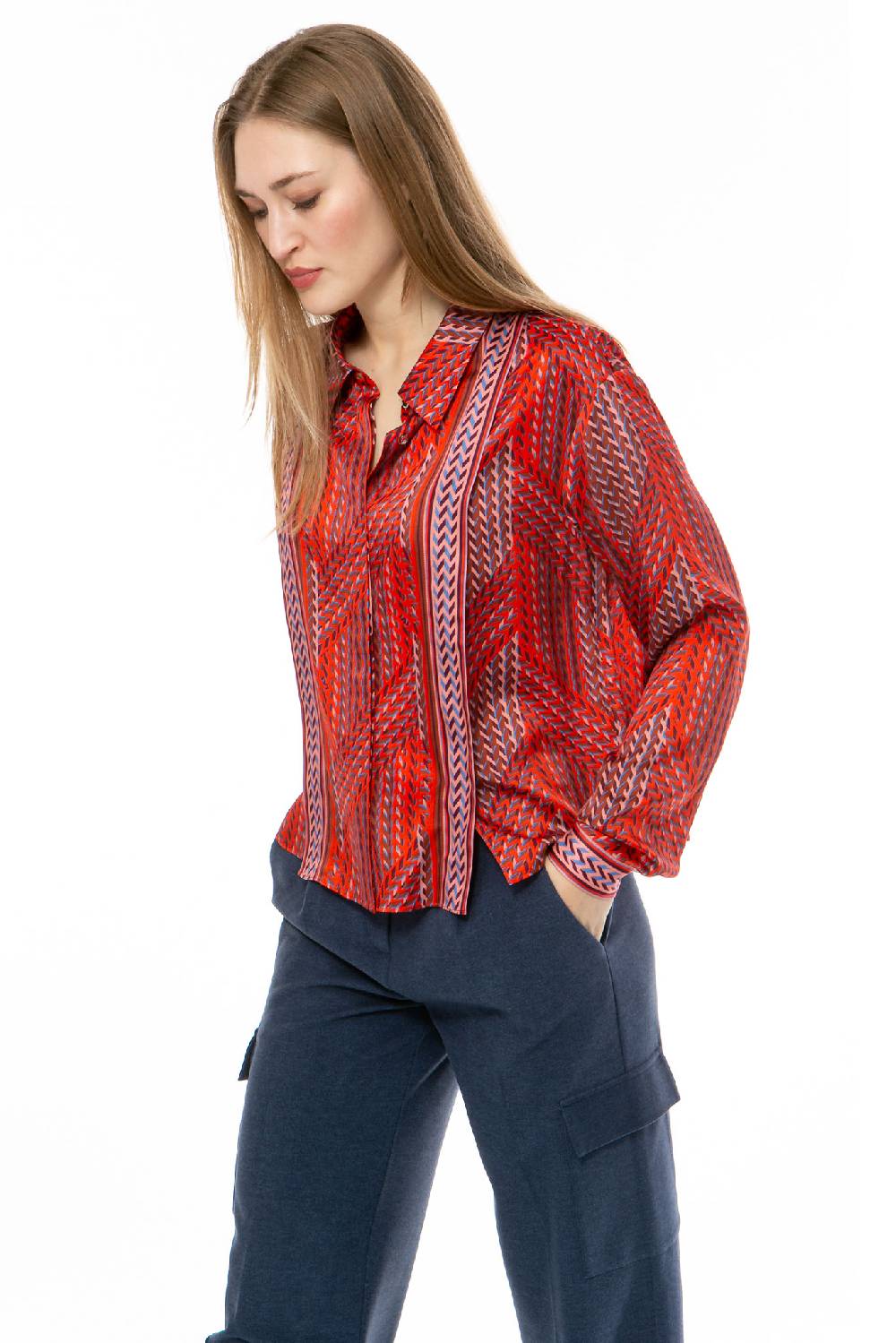 IVI GmbH STRIPES Cropped Bluse rot Verkauf