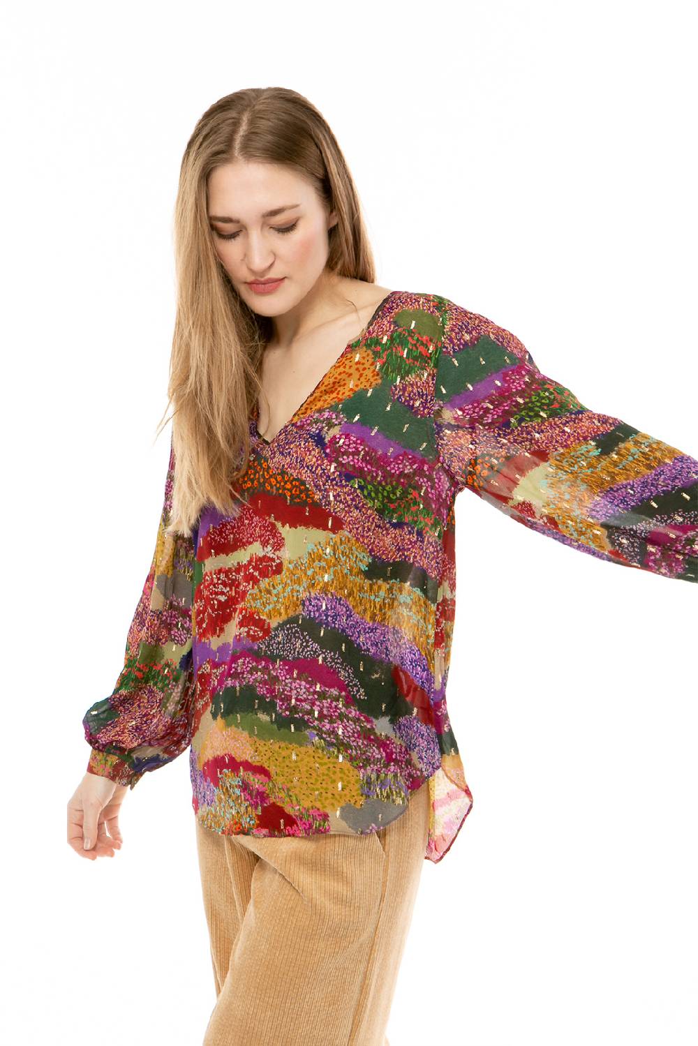 IVI GmbH FLOWER FIELDS Organza Bluse multicolor Exklusivangebot