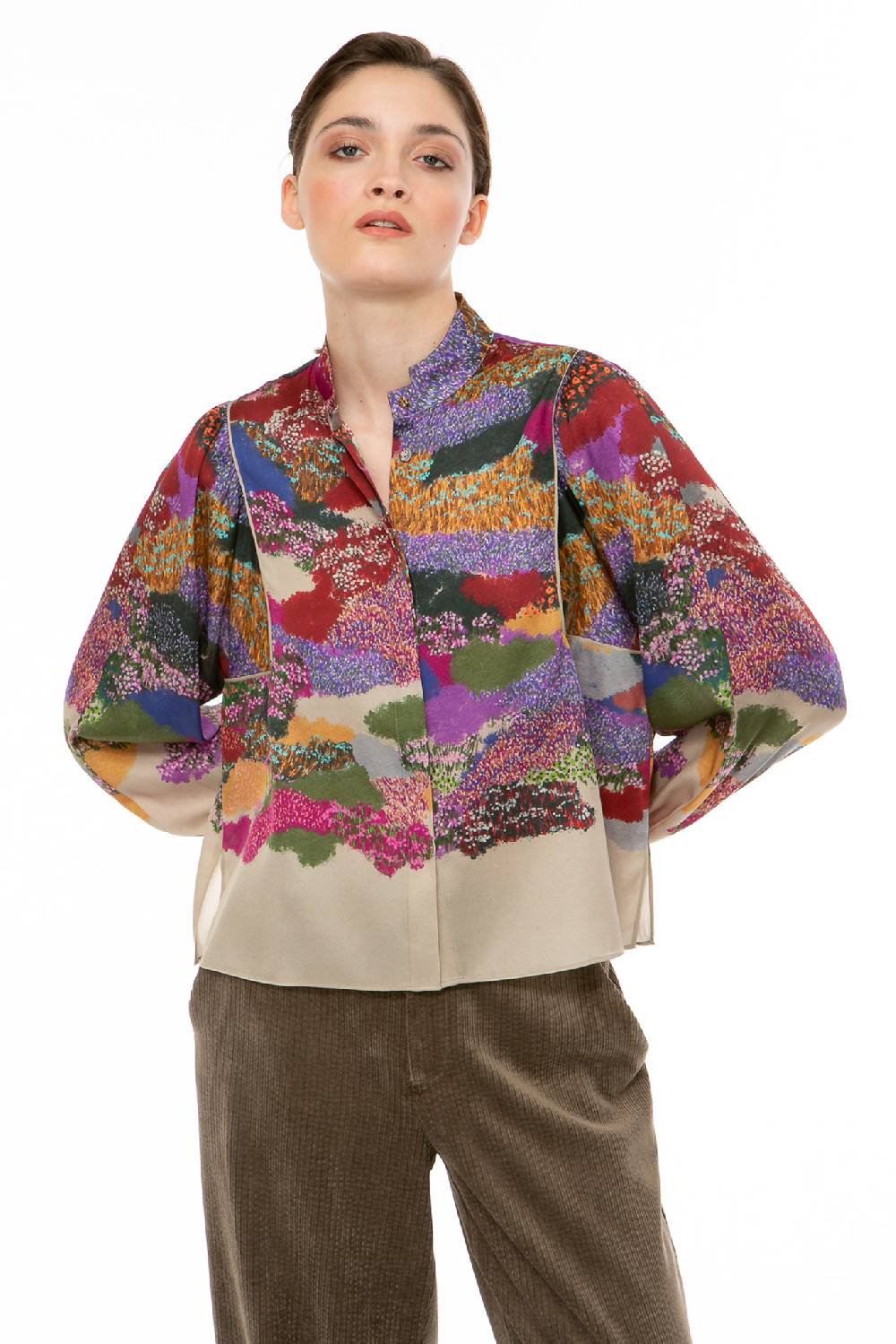 IVI GmbH FLOWER FIELDS Cropped Bluse multicolor Preisnachlass