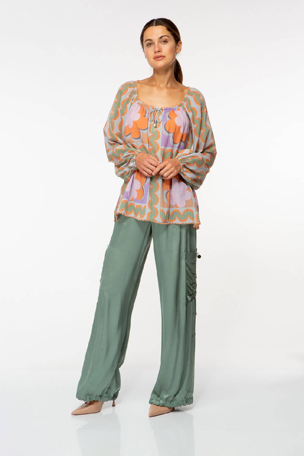 IVI GmbH CHECKED FLOWER Baumwollbluse mit Print multicolor Osterangebot