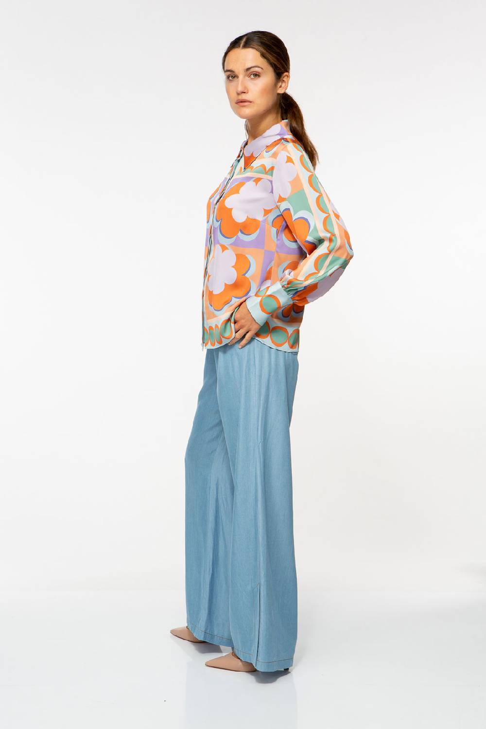 IVI GmbH CHECKED FLOWERS Verkürzte Hemdbluse aus Seide multicolor Muttertagsangebot