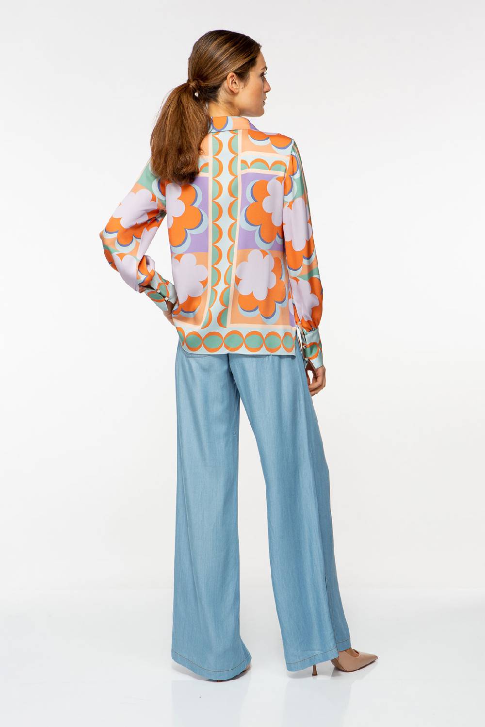 IVI GmbH CHECKED FLOWERS Verkürzte Hemdbluse aus Seide multicolor Muttertagsangebot