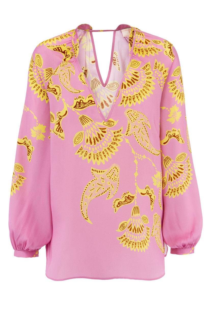IVI GmbH CORAL FLOWER Seidenbluse mit Print pink Blitzangebot