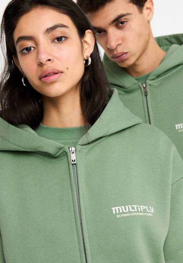 Multiply Spparel Oversize Zip Hoodie BROKEN IDENTITY Hedge Green VIP-Rabatte