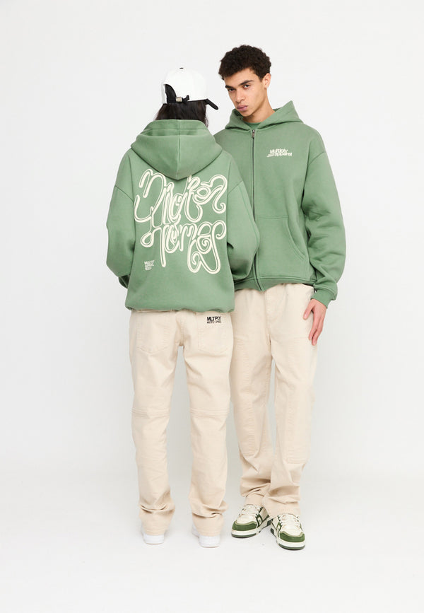 Multiply Spparel Oversize Zip Hoodie CONFLICT Hedge Green Begrenzte Freigabe