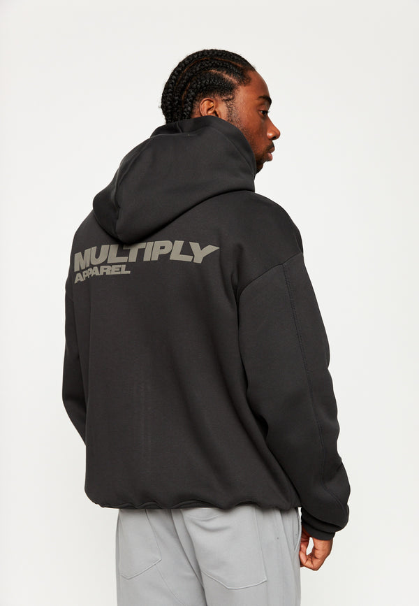 Multiply Spparel Oversize Zip Hoodie BASIQUE Black Soda 50% Rabatt mit kostenlosem Versand