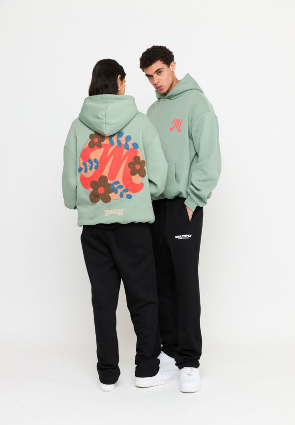 Multiply Spparel Oversize Hoodie M FLORAL Liiy Pad Soda Washed Outlet