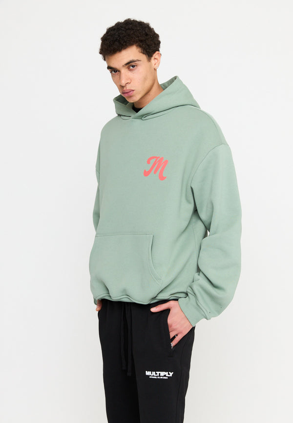 Multiply Spparel Oversize Hoodie M FLORAL Liiy Pad Soda Washed Outlet