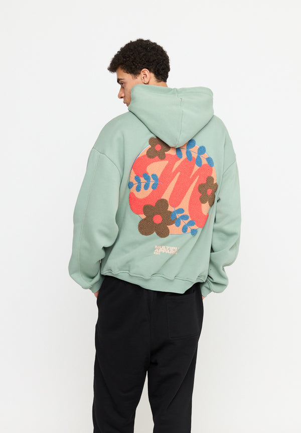Multiply Spparel Oversize Hoodie M FLORAL Liiy Pad Soda Washed Outlet
