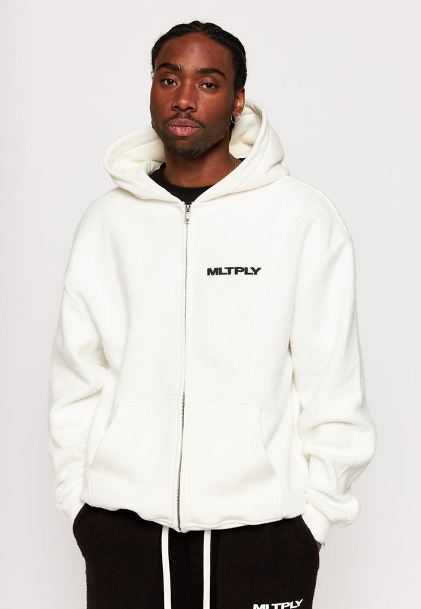 Multiply Spparel Oversize Zip Hoodie BRUSHED Off White Verkauf