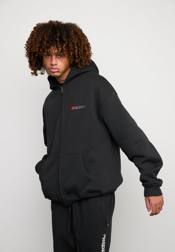 Multiply Spparel Oversize Zip Hoodie ACCUSED Black Soda Washed Fabrikverkauf