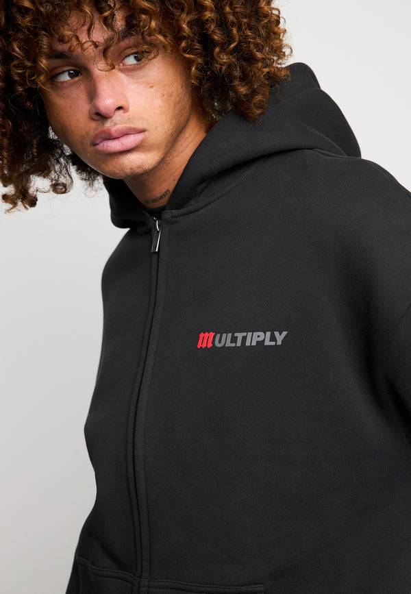 Multiply Spparel Oversize Zip Hoodie ACCUSED Black Soda Washed Fabrikverkauf