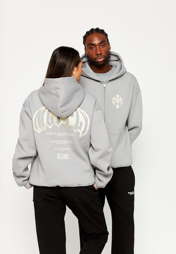 Multiply Spparel Oversize Zip Hoodie FADING FAITH Ultimate Grey