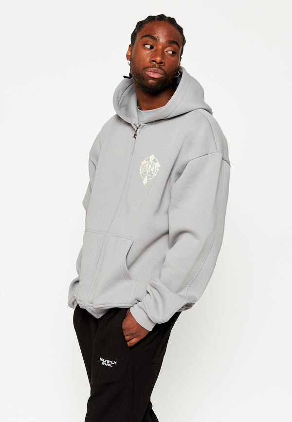 Multiply Spparel Oversize Zip Hoodie FADING FAITH Ultimate Grey Blitzverkäufe