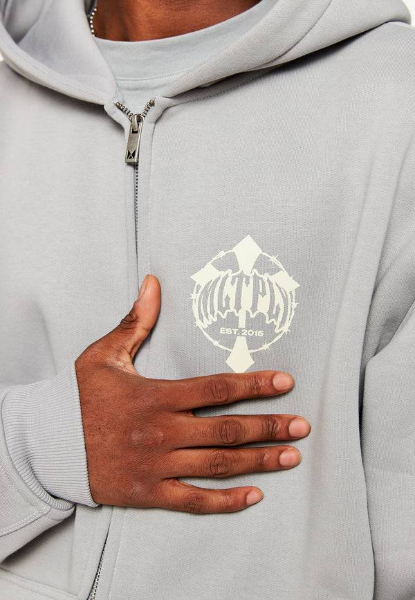 Multiply Spparel Oversize Zip Hoodie FADING FAITH Ultimate Grey Blitzverkäufe