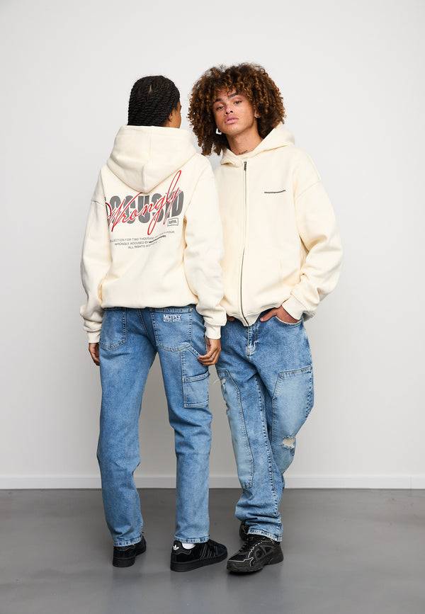 Multiply Spparel Oversize Zip Hoodie CHEATER Egret Kostenloser Versand