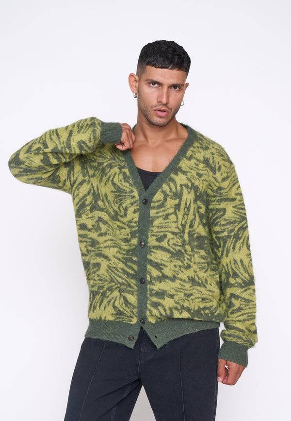 Multiply Spparel Knit Cardigan CONCRETE Four Leaf Clover Fabrikpreis