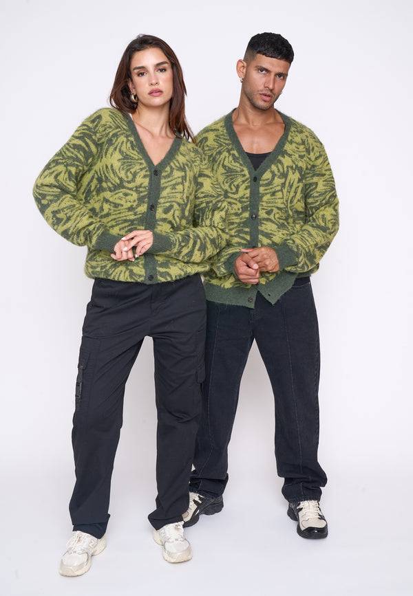 Multiply Spparel Knit Cardigan CONCRETE Four Leaf Clover Fabrikpreis