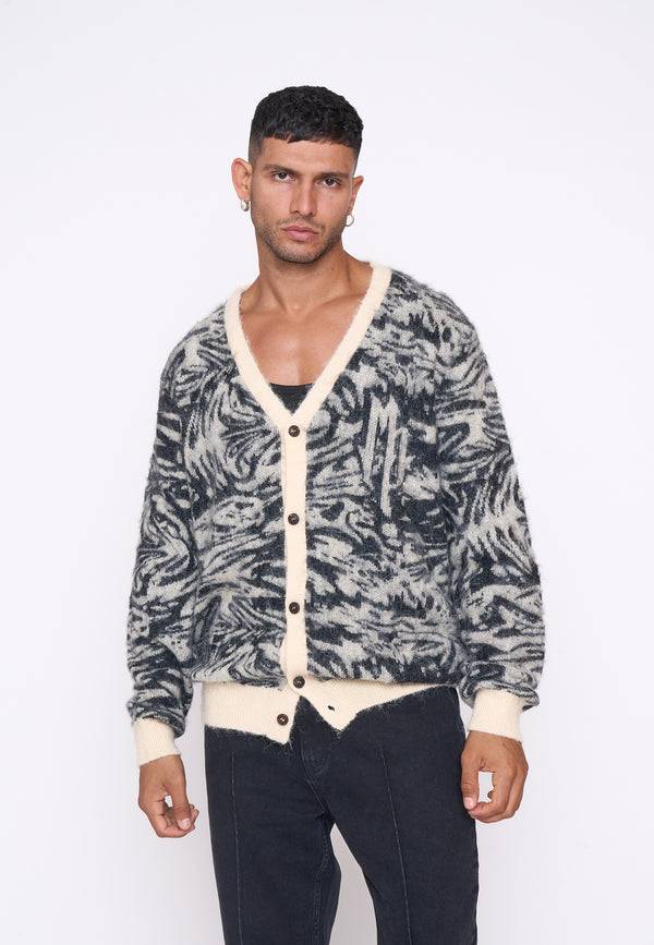Multiply Spparel Knit Cardigan CONCRETE White Swan Sonderangebot