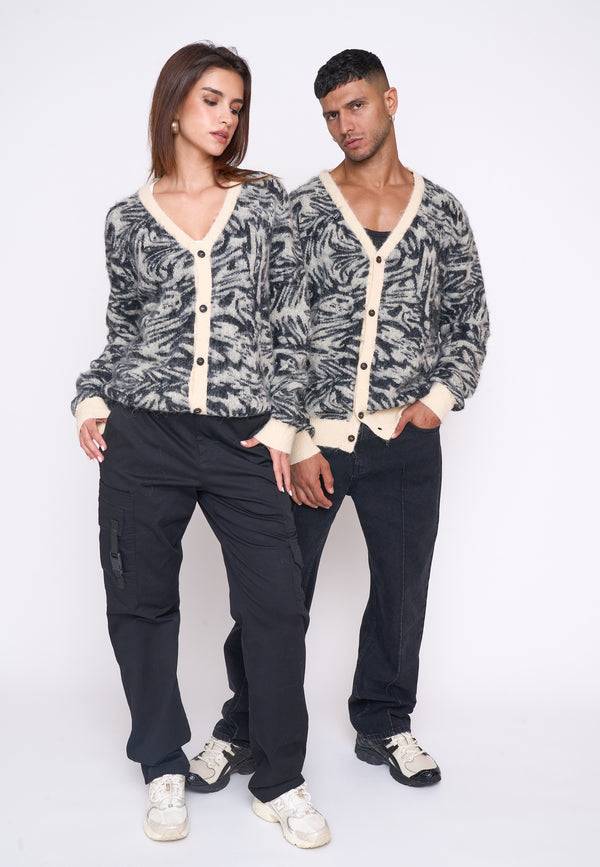 Multiply Spparel Knit Cardigan CONCRETE White Swan Sonderangebot