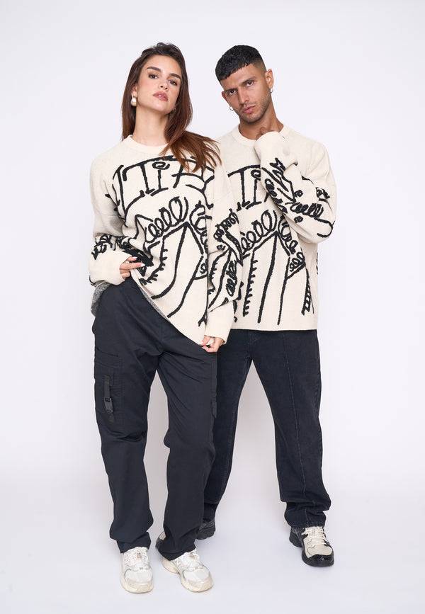 Multiply Spparel Oversize Knit Sweater DOWNTOWN White Swan Muttertagsangebot