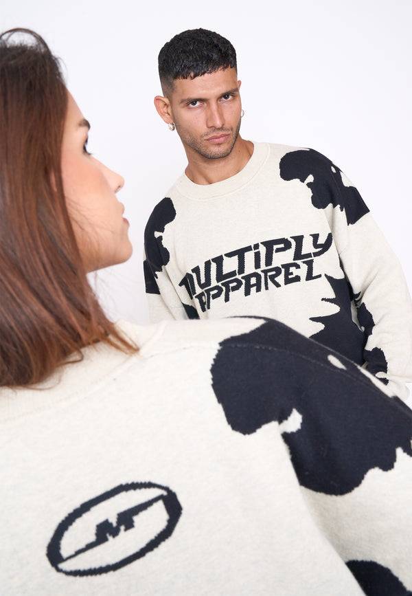 Multiply Spparel Oversize Knit Sweater URBAN White Swan Black Vatertagsangebot