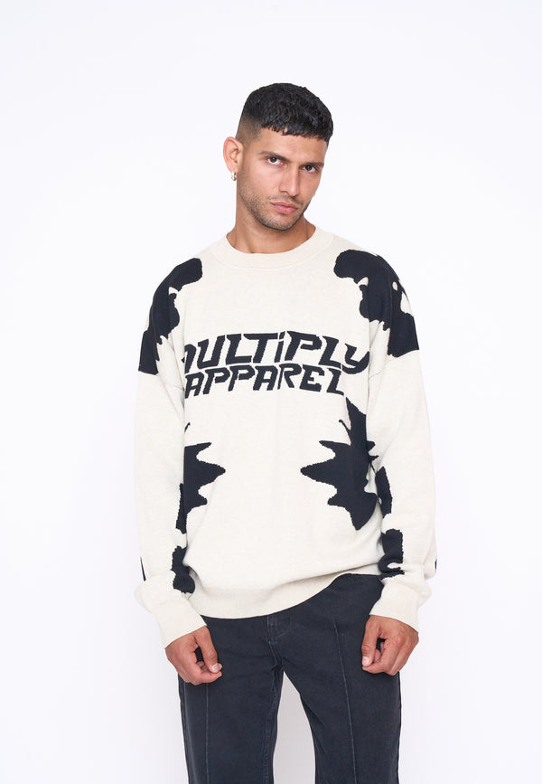 Multiply Spparel Oversize Knit Sweater URBAN White Swan Black Vatertagsangebot
