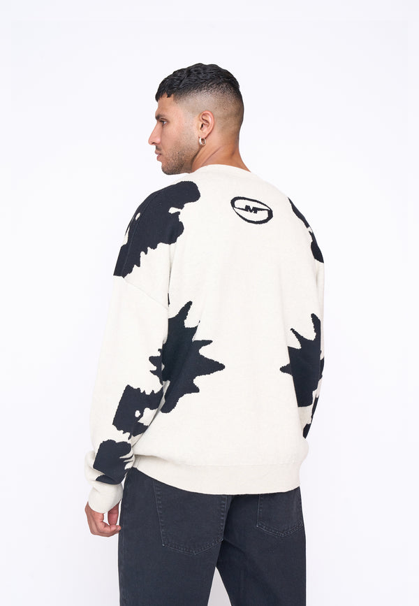 Multiply Spparel Oversize Knit Sweater URBAN White Swan Black Vatertagsangebot