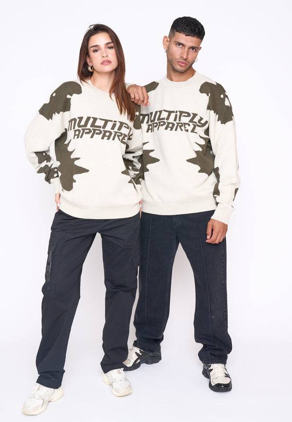 Multiply Spparel Oversize Knit Sweater URBAN White Swan Green Valentinstagsangebot
