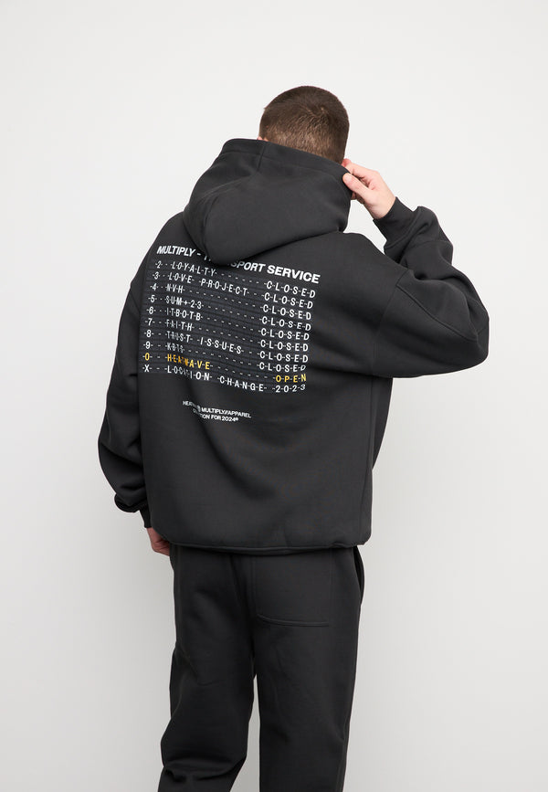 Multiply Spparel Oversize Hoodie BOARDING Black Soda Washed Neueste Mode