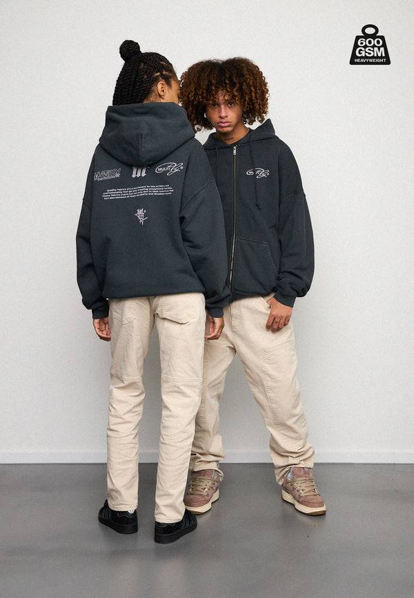 Multiply Spparel Oversize Zip Hoodie WEIGHTY Black Soda JETZT KAUFEN