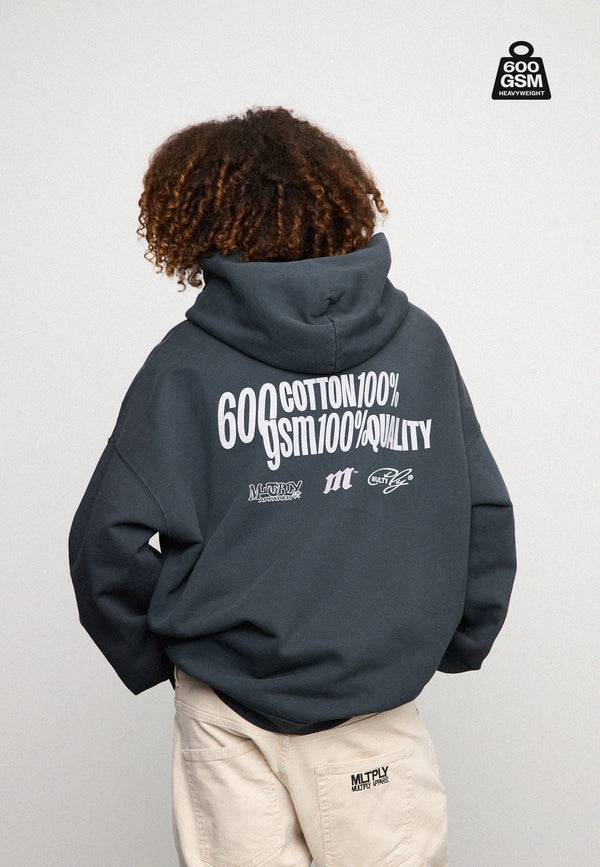 Multiply Spparel Oversize Zip Hoodie HEAVY Black Soda Letzter Tag